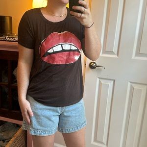 Chaser Lips Graphic Tee Shirt Open Back